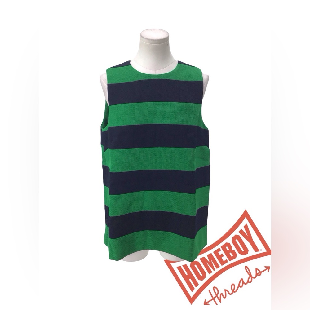 Tuckernuck Green and Navy Striped Tank Top size small